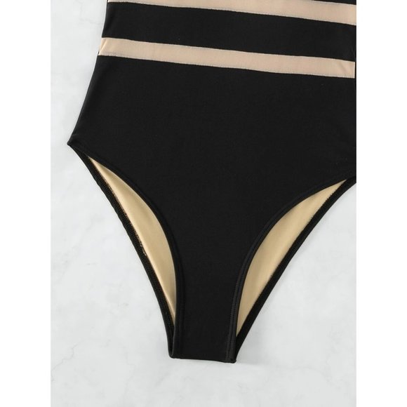 SHEIN Contrast Tape One Piece Swimsuit S - Picture 5 of 6